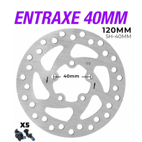 Disque frein 120 mm - 5 trous - Entraxe 40mm