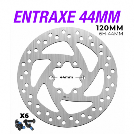 Disque frein 120 mm - 6 trous - Entraxe 44mm