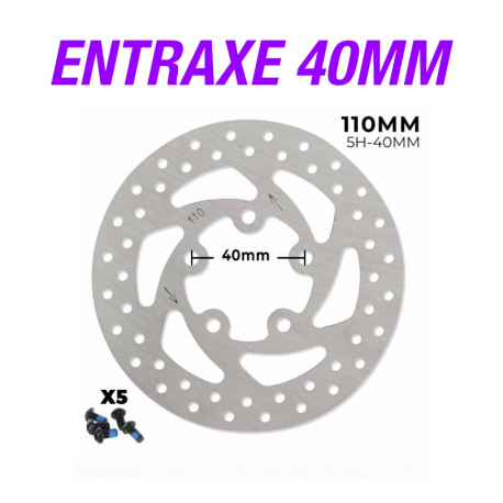 Disque frein 110 mm - 5 trous - Entraxe 40mm