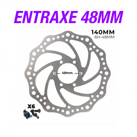 Disque frein trottinette 140 mm - 6 trous - Entraxe 48mm