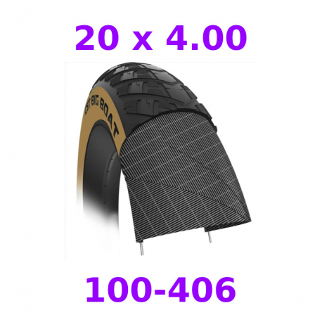 Pneu CST Big Boat 20x4.00 Fatbike noir beige 100-406 homologué VAE E50