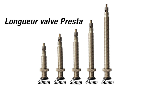 Longueur valve presta chambre à air : 30mm, 35mm, 36mm, 40mm